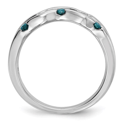 14K Weißgold Ring mit echten blau-weißen Diamanten