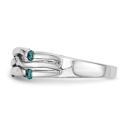 14K Weißgold Ring mit echten blau-weißen Diamanten