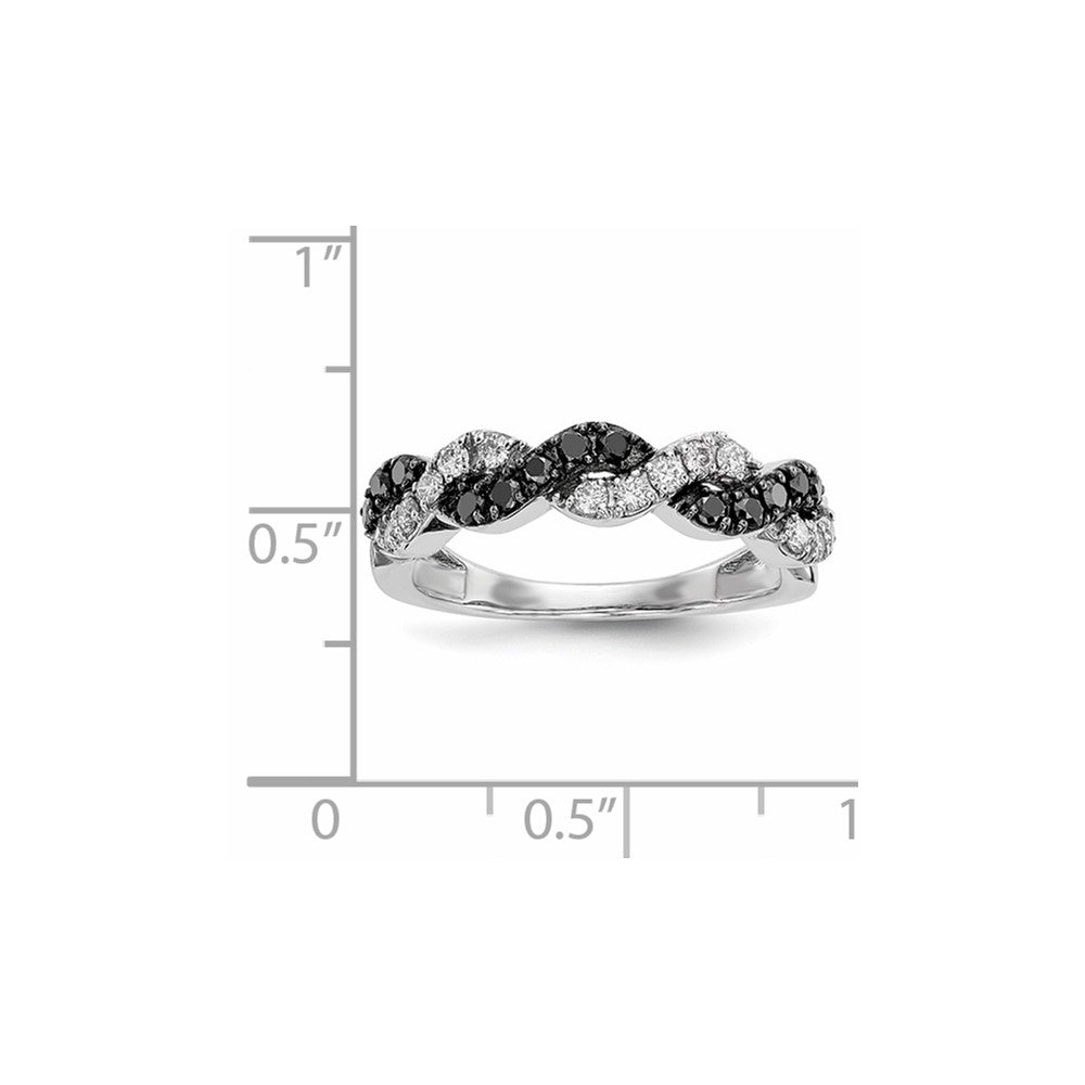 14K Weißgold Ring mit schwarzen/weißen echten Diamanten