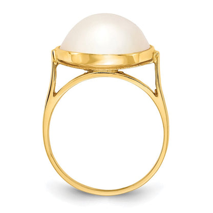 14K Gelbgold Ring mit 13-14 mm Saltwater Cultured Mabe-Perle