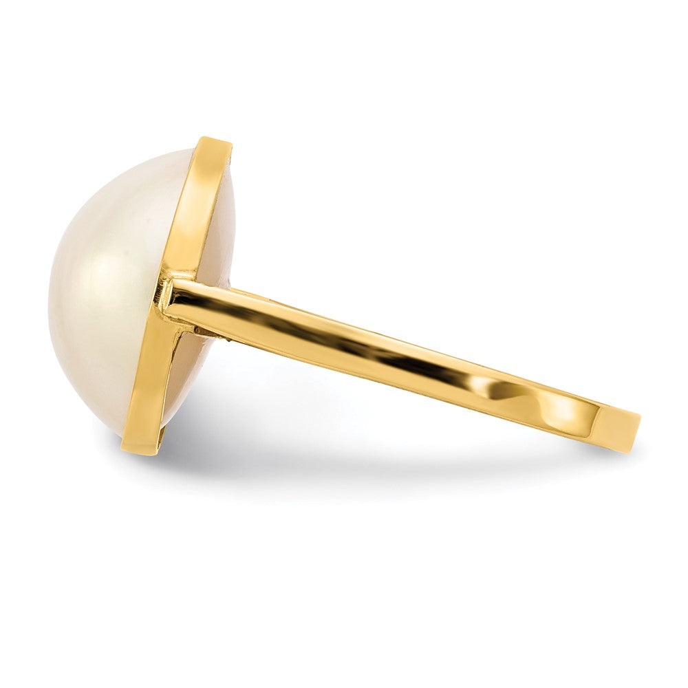 14K Gelbgold Ring mit 13-14 mm Saltwater Cultured Mabe-Perle