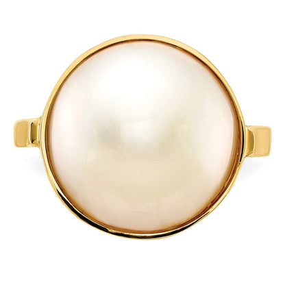 14K Gelbgold Ring mit 13-14 mm Saltwater Cultured Mabe-Perle