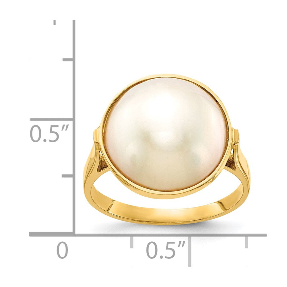 14K Gelbgold Ring mit 13-14 mm Saltwater Cultured Mabe-Perle