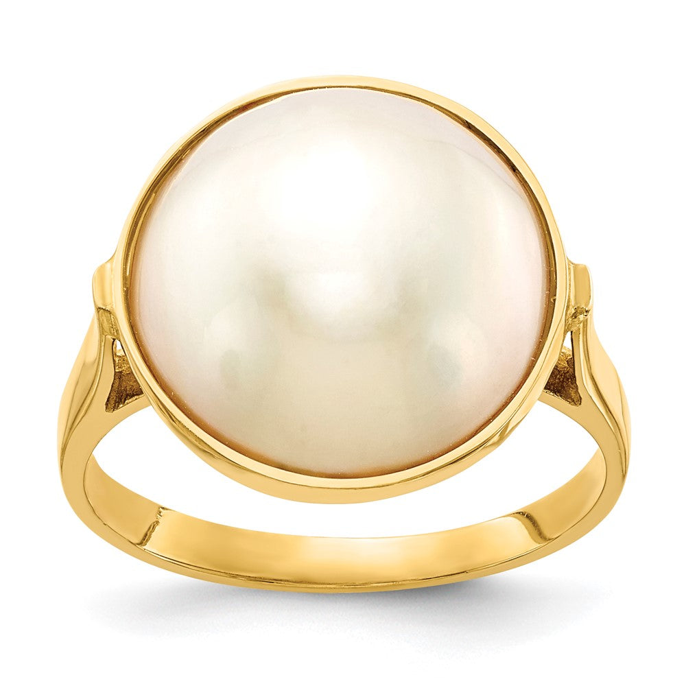 14K Gelbgold Ring mit 13-14 mm Saltwater Cultured Mabe-Perle