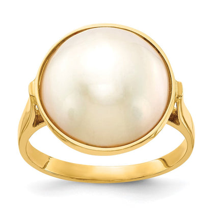 14K Gelbgold Ring mit 13-14 mm Saltwater Cultured Mabe-Perle