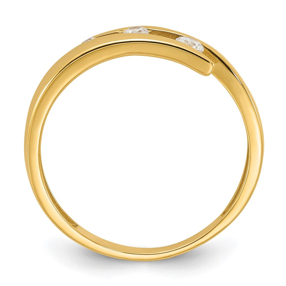 14K Gelbgold Poliert Zirkonia Mode Ring