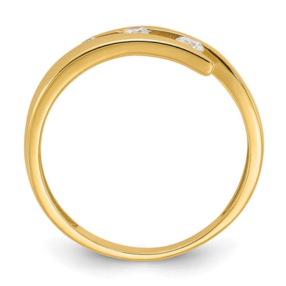 14K Gelbgold Poliert Zirkonia Mode Ring