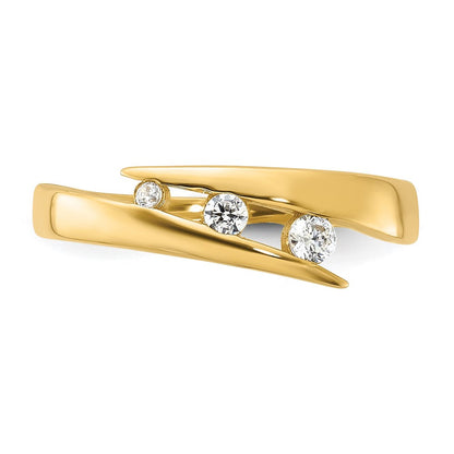 14K Gelbgold Poliert Zirkonia Mode Ring