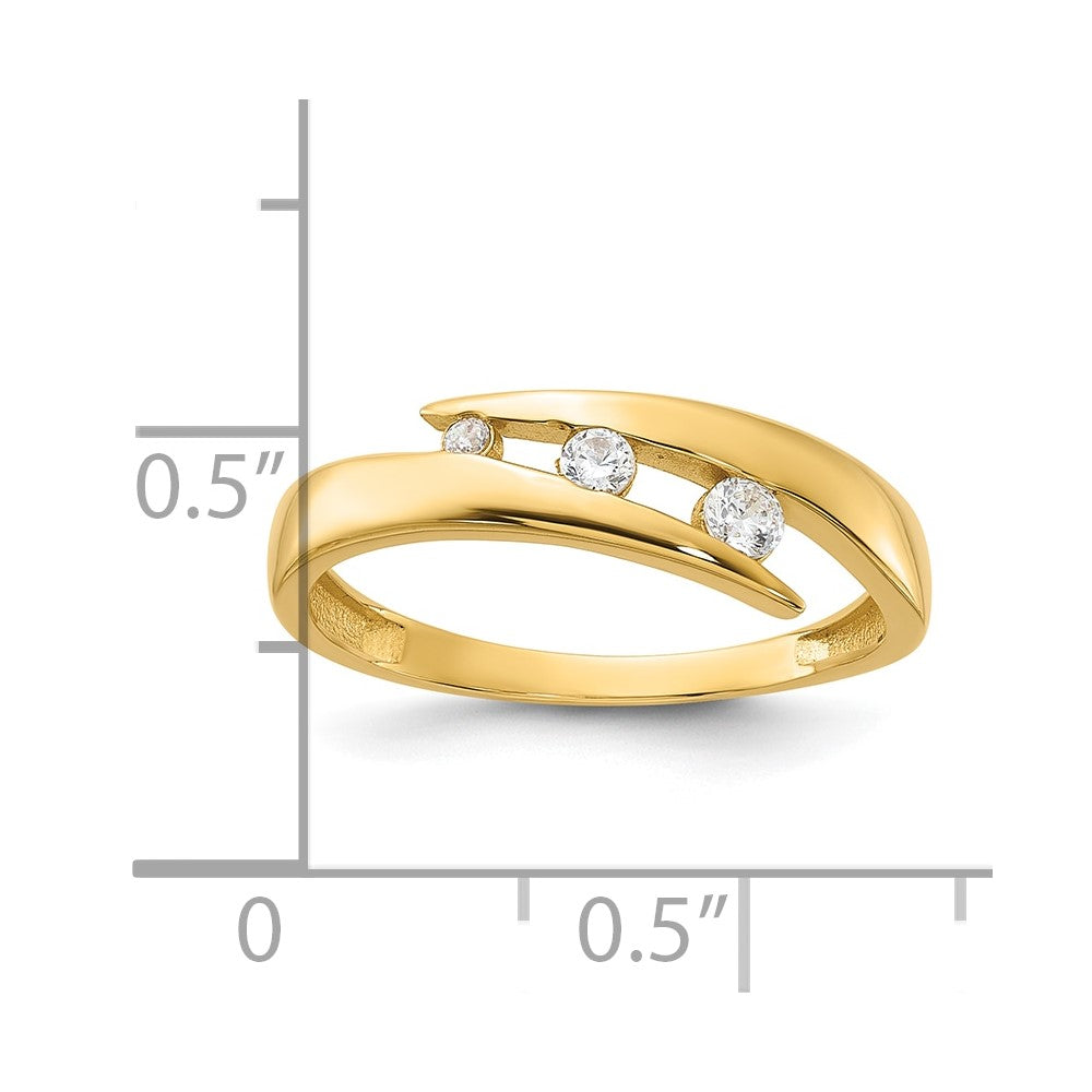 14K Gelbgold Poliert Zirkonia Mode Ring