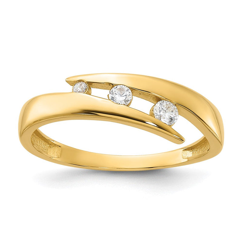 14K Gelbgold Poliert Zirkonia Mode Ring