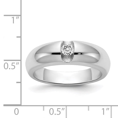 14K Weißgold Herrenring mit echtem Diamanten
