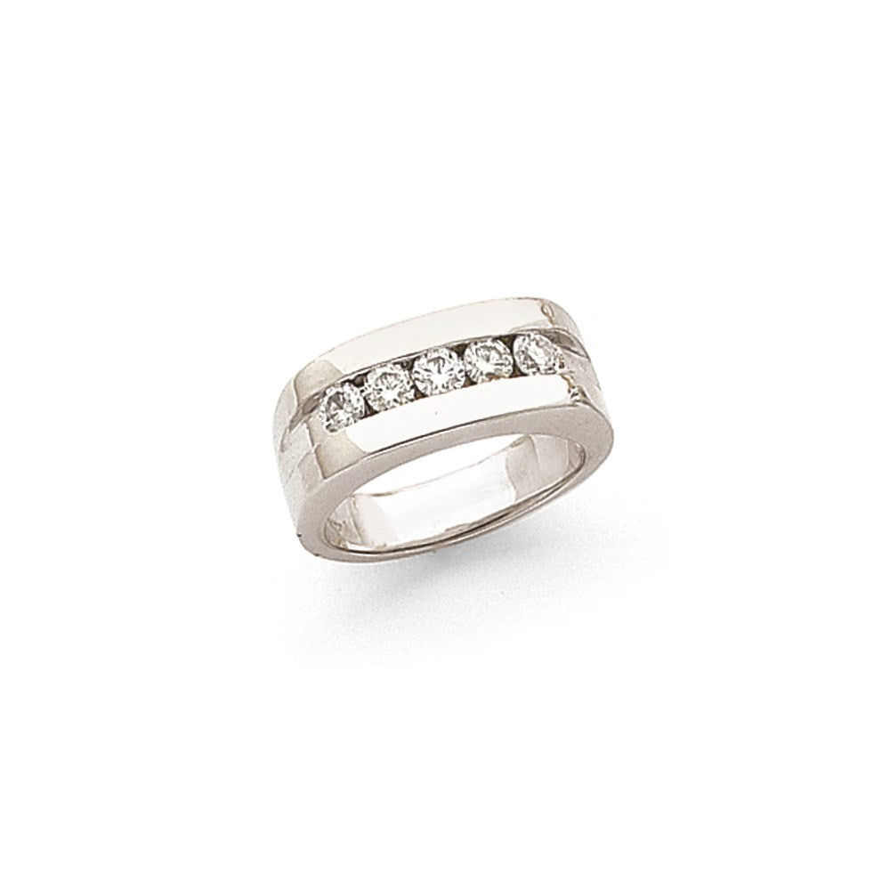 14K Weißgold Herren-Ring mit natürlichem Diamanten