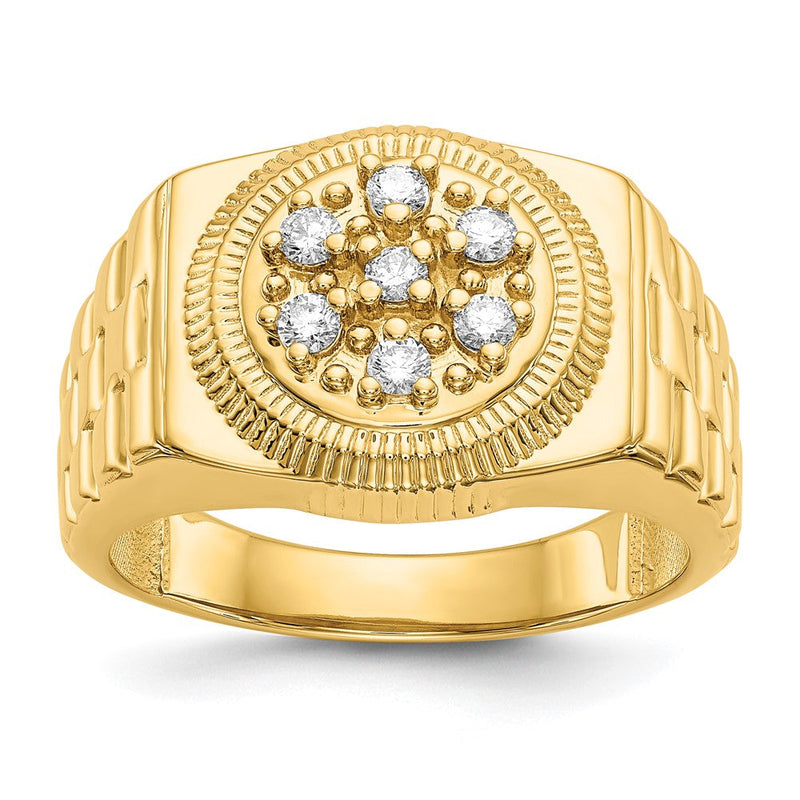 14K Gelbgold Herrenring mit AA echtem Diamant