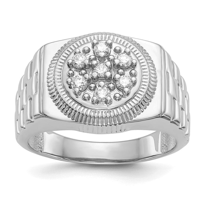 14K Weißgold Herrenring mit einem echten Diamanten