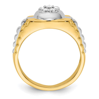 14K Bicolor Aaa Diamant Herren Ring