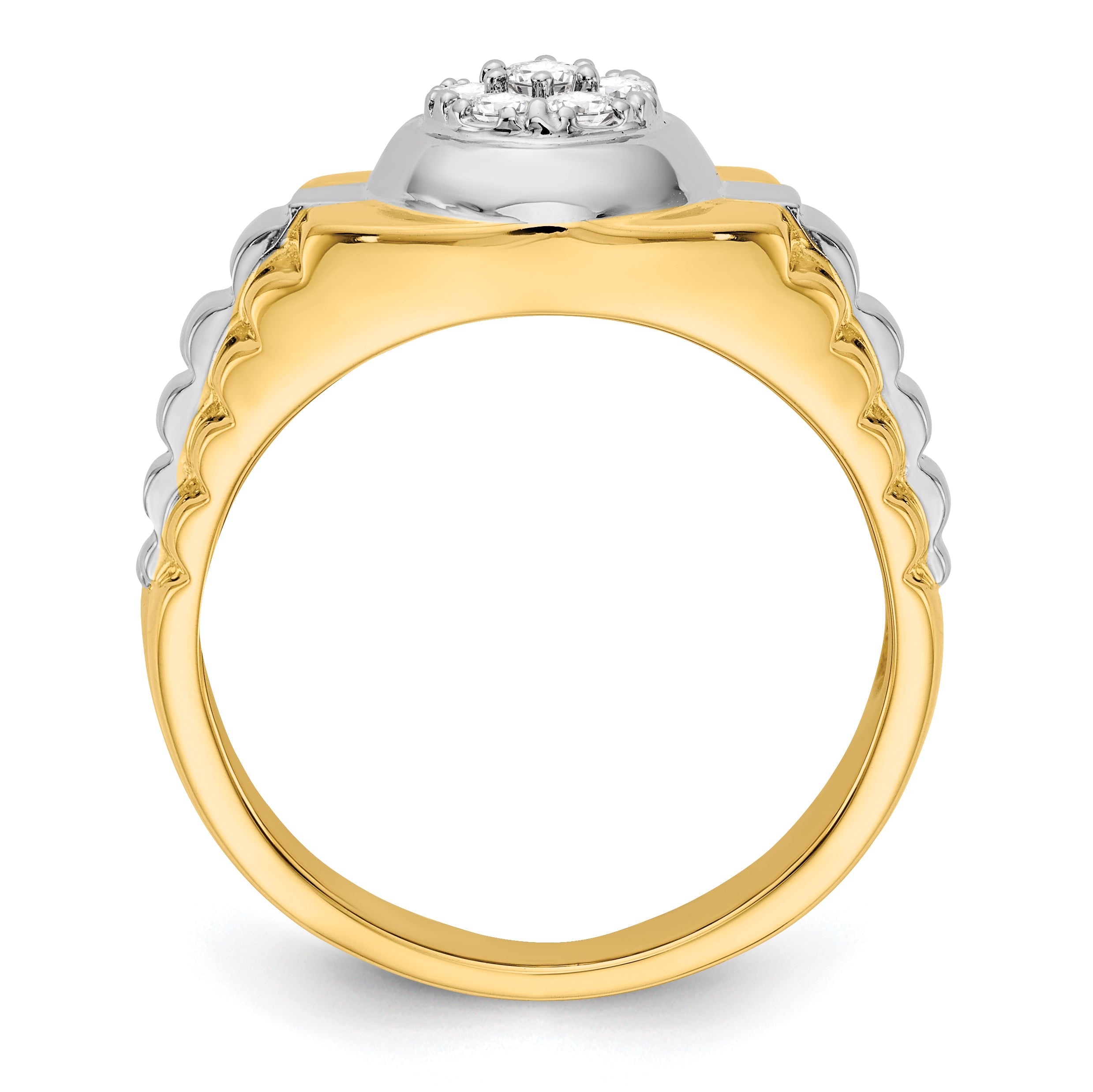 14K Bicolor A Diamant Herren Ring