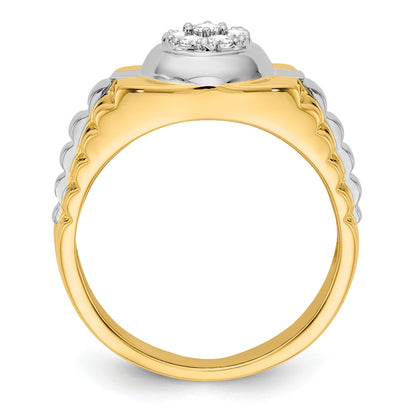14K Bicolor A Diamant Herren Ring