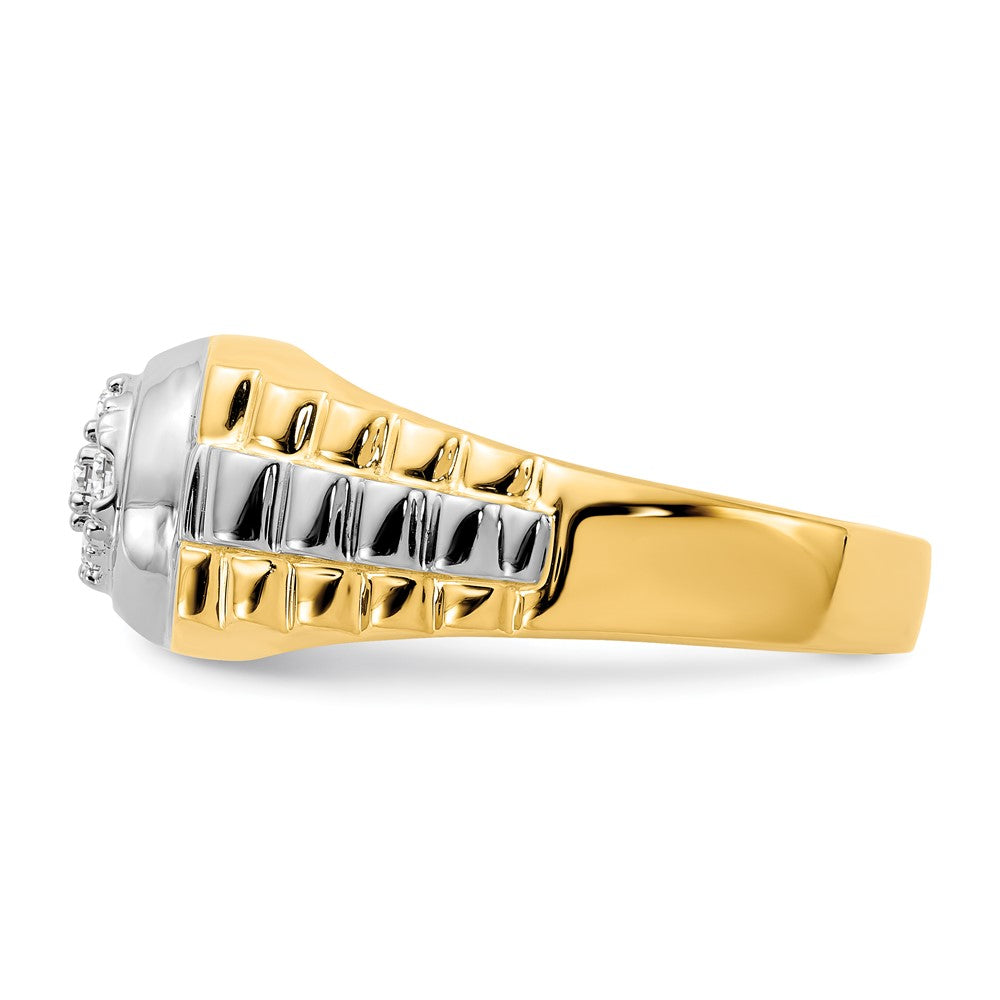 14K Bicolor Aaa Diamant Herren Ring