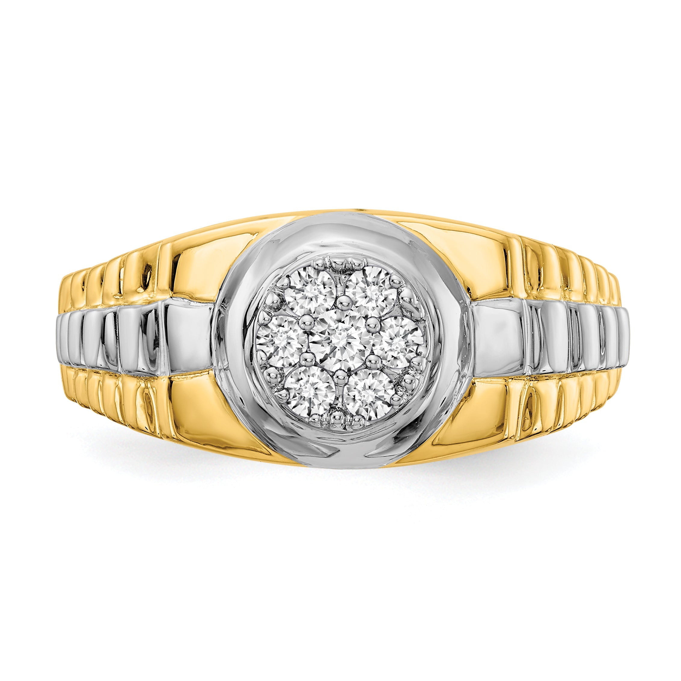 14K Bicolor A Diamant Herren Ring