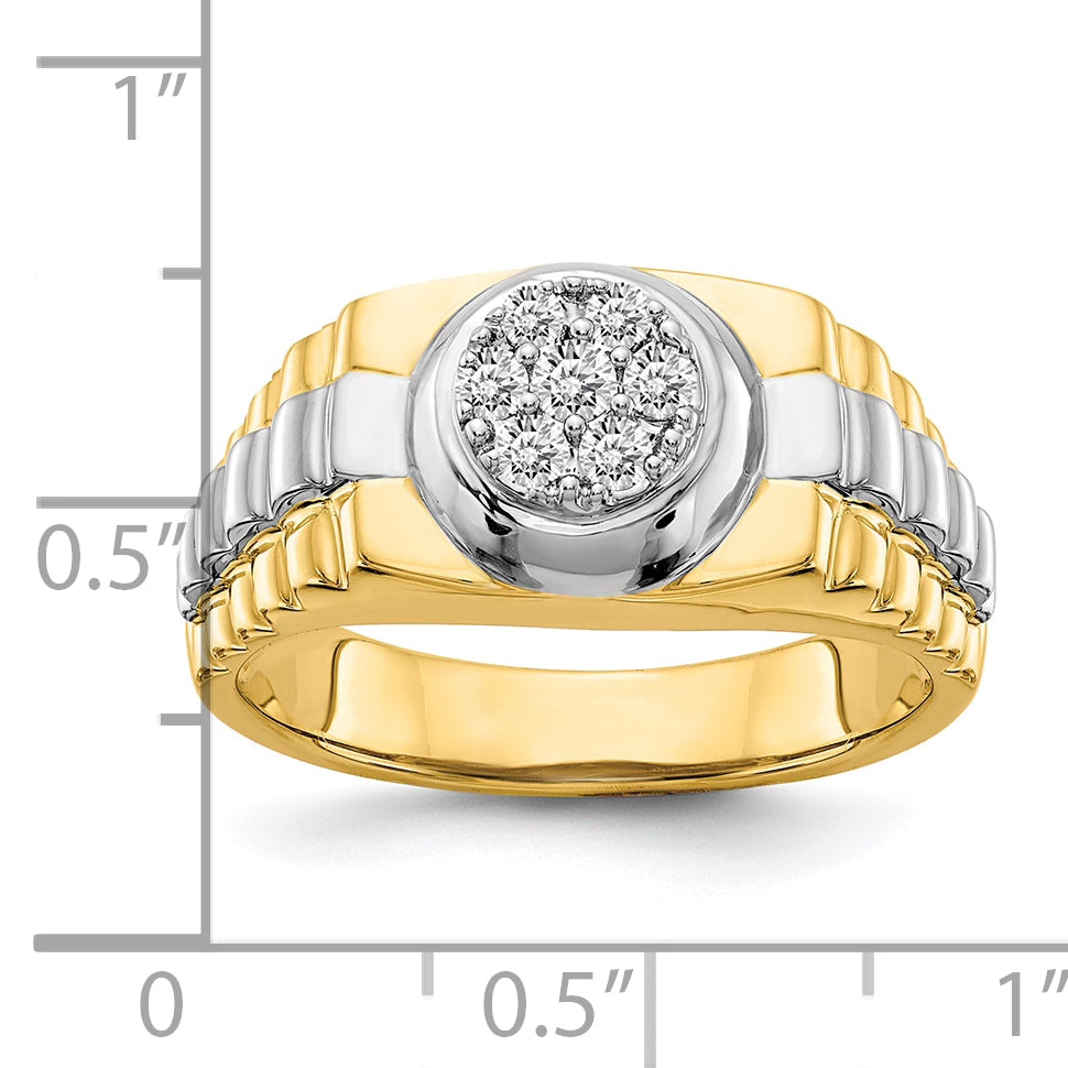 14K Bicolor A Diamant Herren Ring