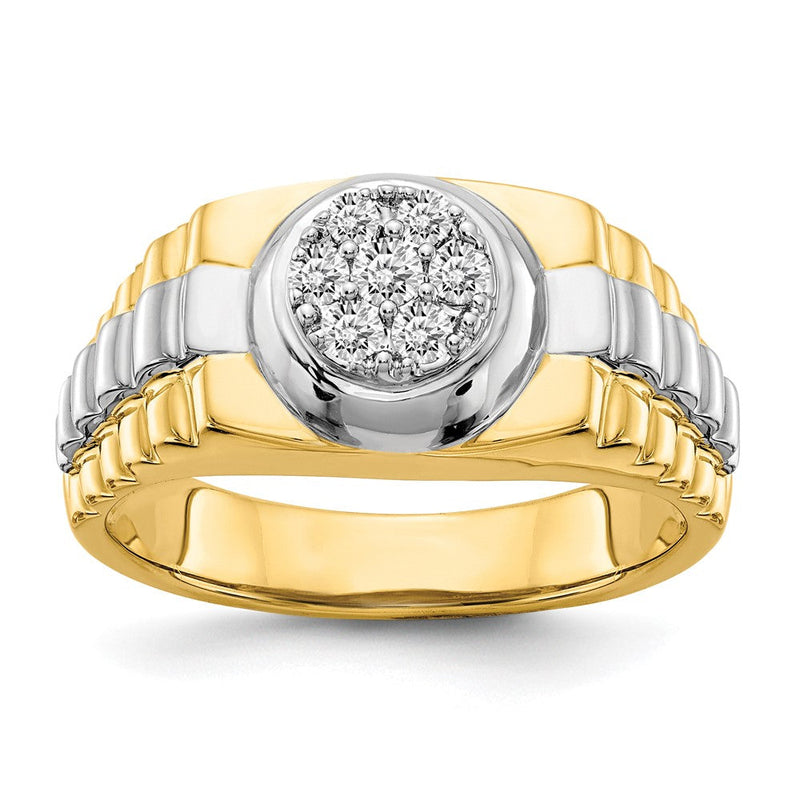 14K Bicolor-Gold Herrenring mit VS natürlichen Diamanten