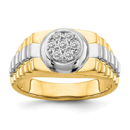 14K Bicolor-Gold Herrenring mit natürlichem Diamant 0,202 ct