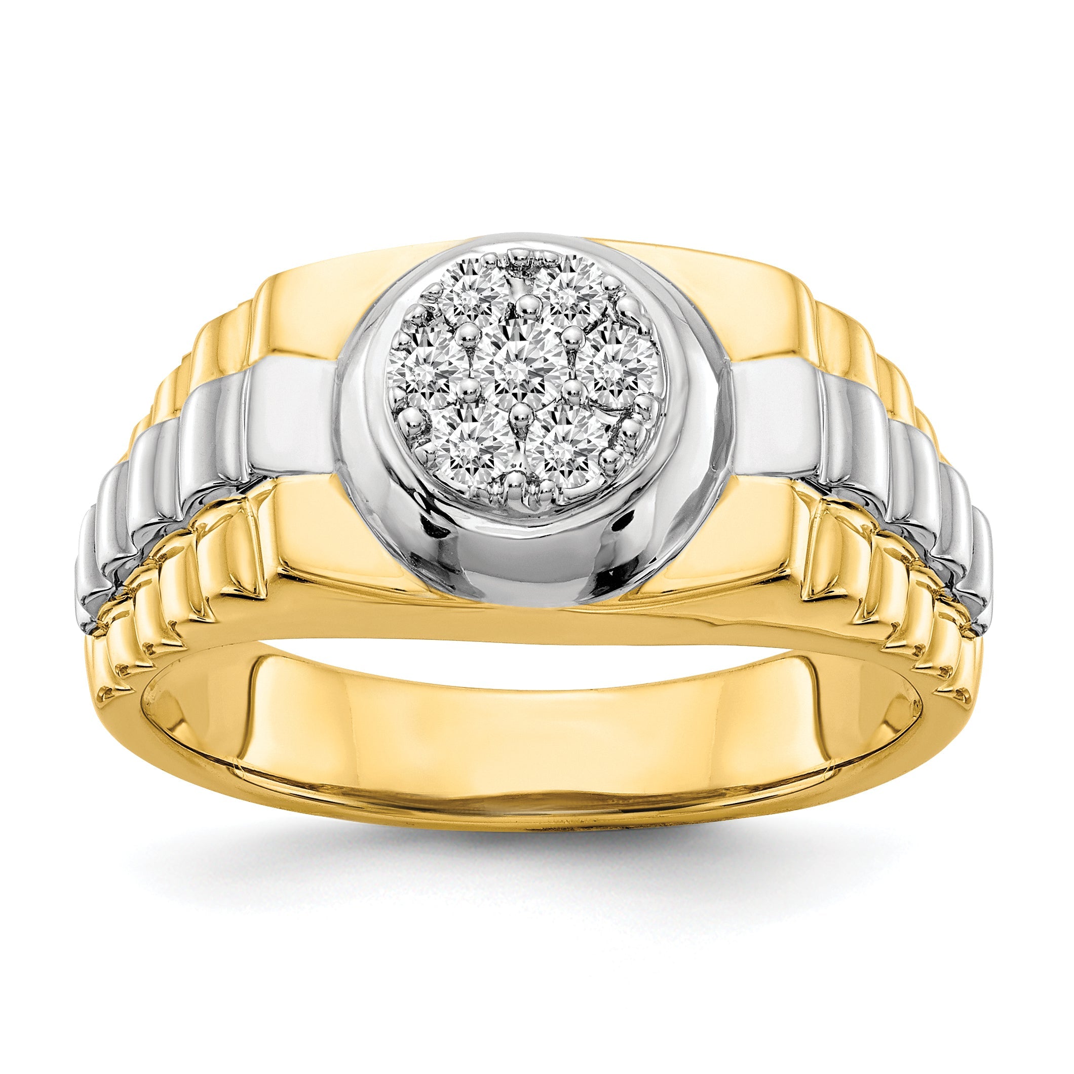 14K Bicolor A Diamant Herren Ring