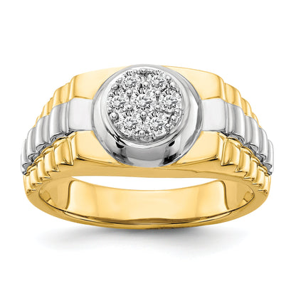 14K Bicolor A Diamant Herren Ring