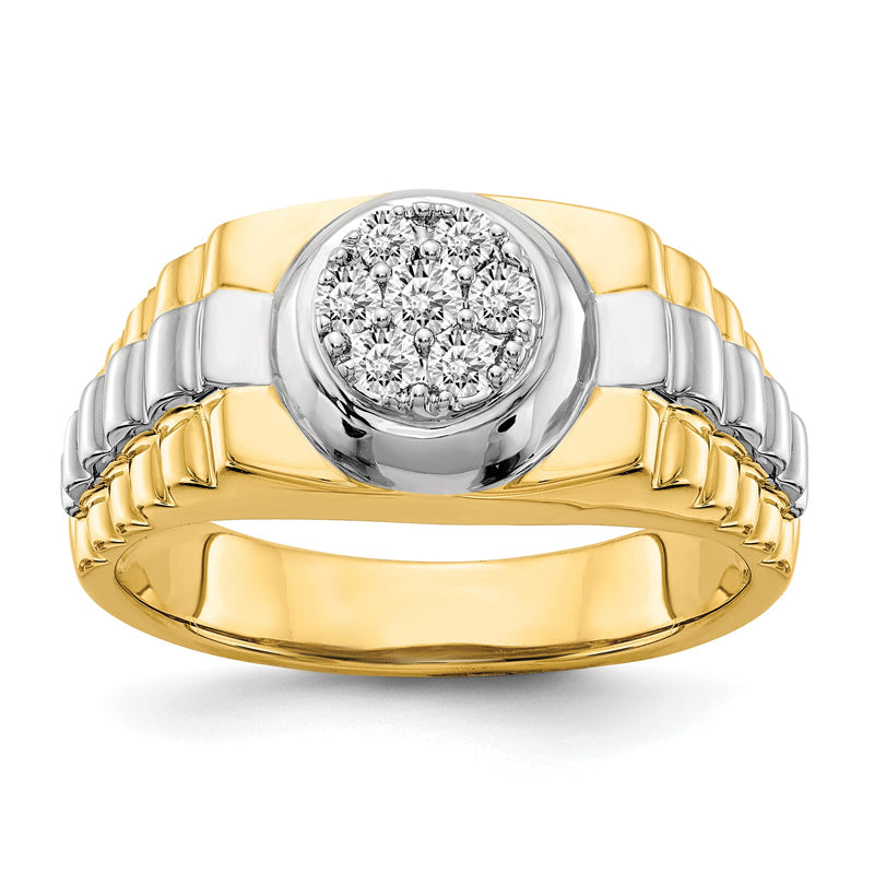 14K Bicolor A Diamant Herren Ring