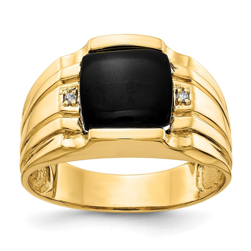 14K Gelbgold Herrenring mit echten AA-Diamanten