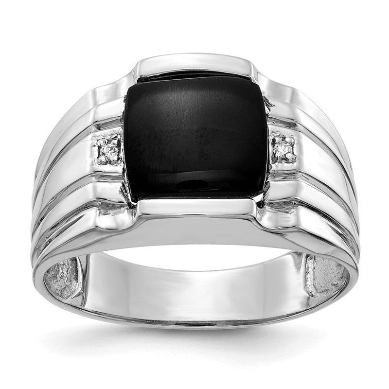 Herrenring aus 14K Weißgold mit echtem Diamant VS