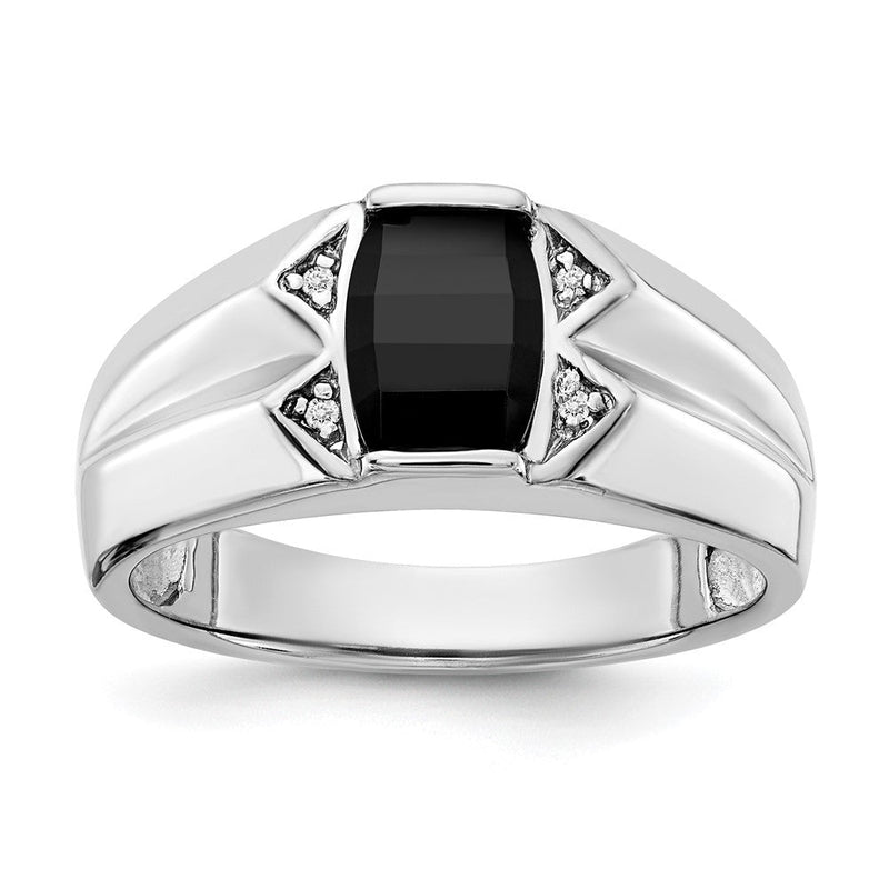 14K Weißgold Herrenring mit AAA-Echt-Diamanten