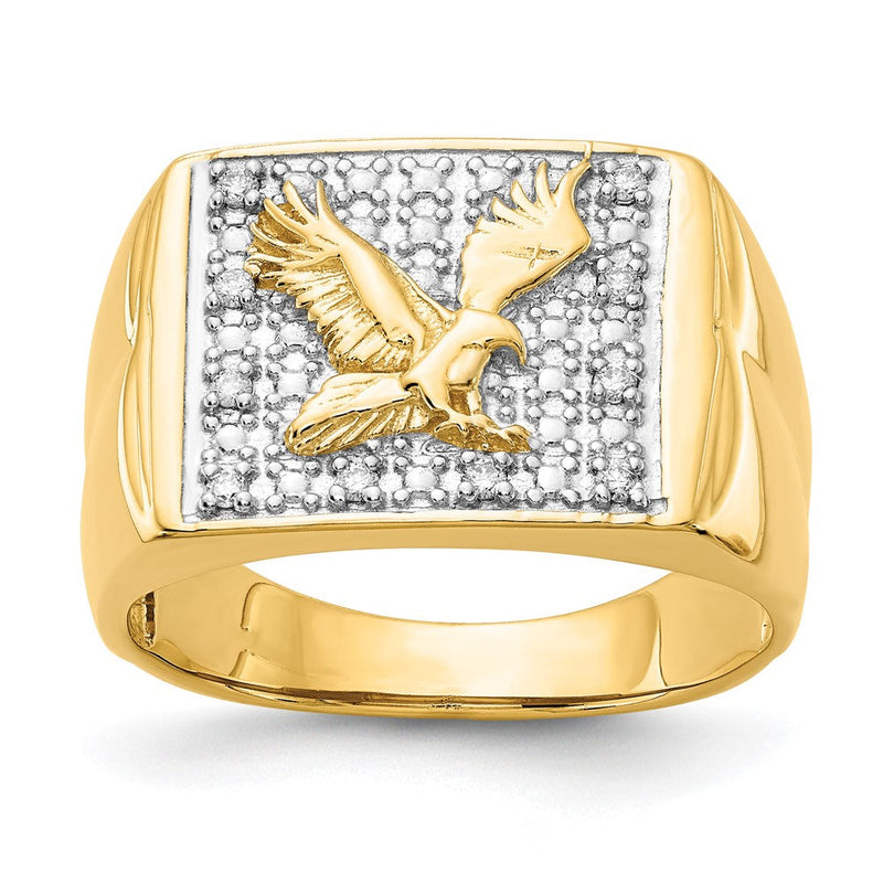 14K Gelbgold Herrenring mit echtem AAA-Diamant