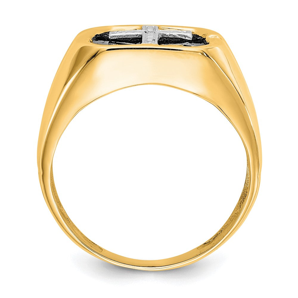 14K Gelbgold Herrenring mit echten AAA-Diamanten
