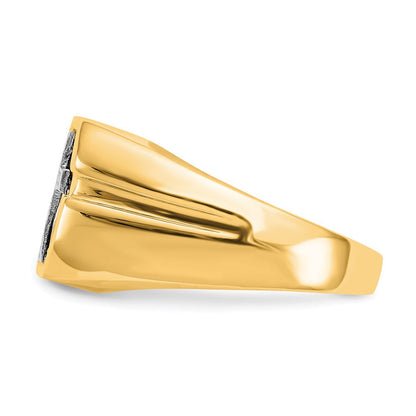 14K Gelbgold Herrenring mit echten AAA-Diamanten