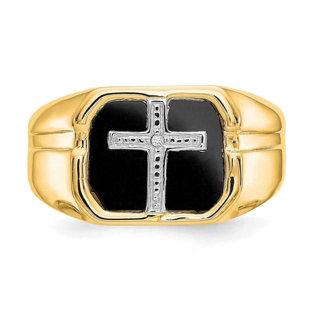 14K Gelbgold Herrenring mit echten AAA-Diamanten