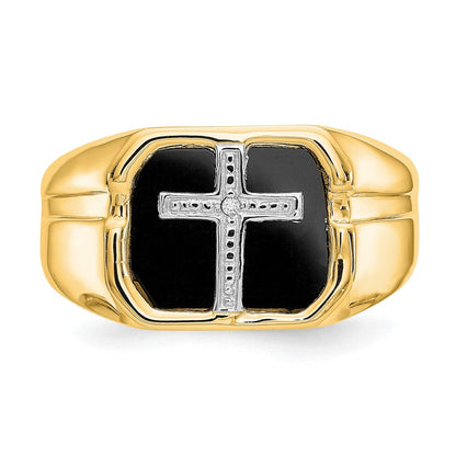 14K Gelbgold Herrenring mit echten AAA-Diamanten
