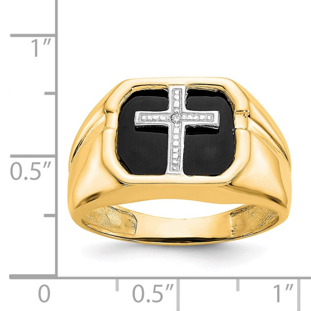 14K Gelbgold Herrenring mit echten AAA-Diamanten