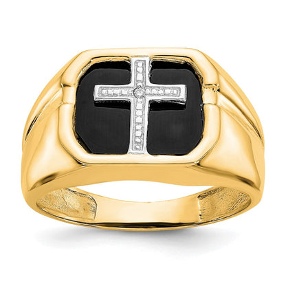 14K Gelbgold Herrenring mit echten AAA-Diamanten