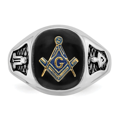 Massiver Herren-Freimaurerring aus 14K Weißgold