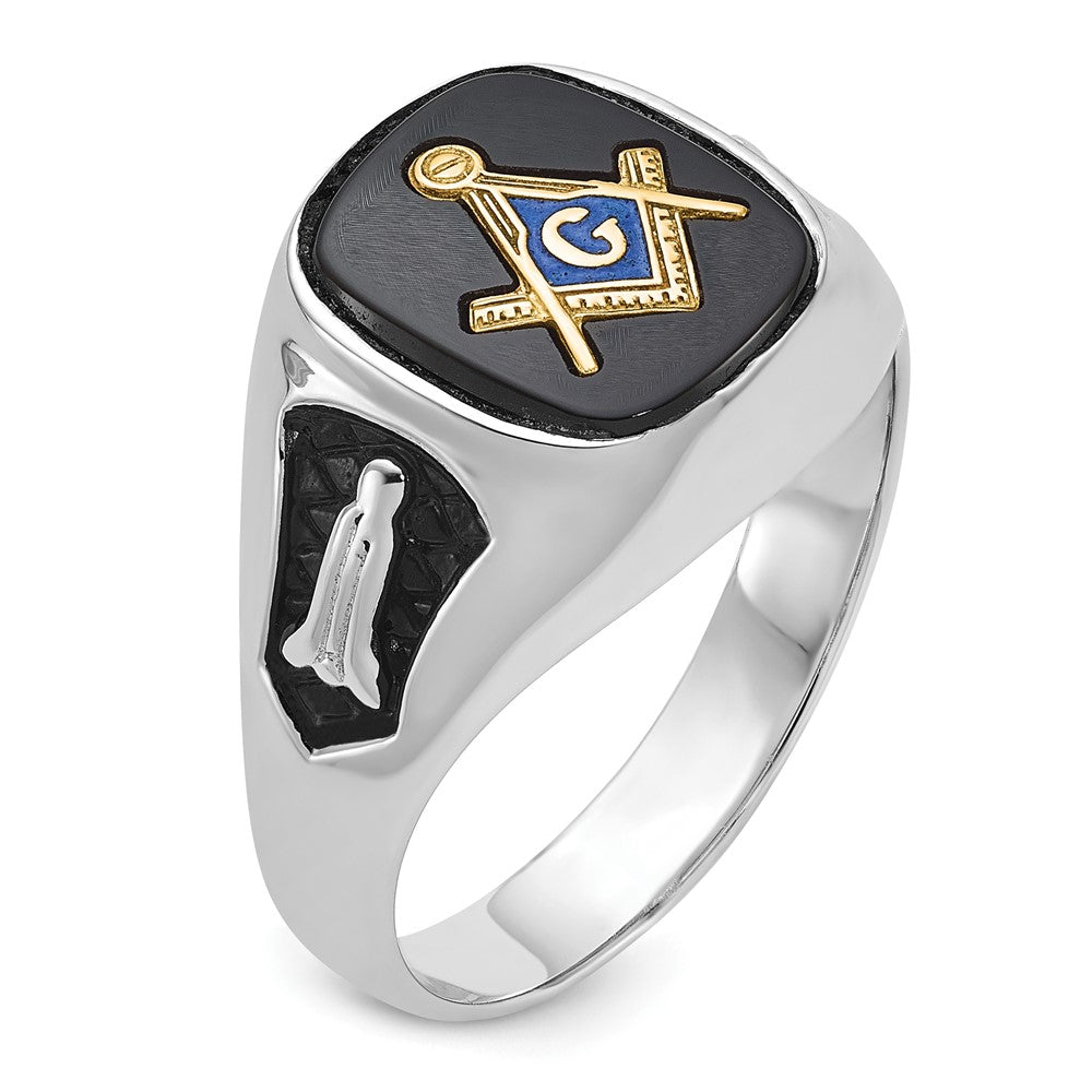 Massiver Herren-Freimaurerring aus 14K Weißgold