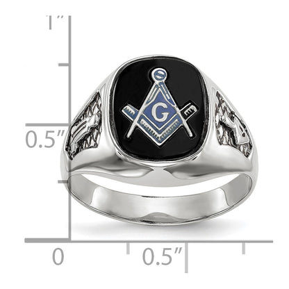 Massiver Herren-Freimaurerring aus 14K Weißgold