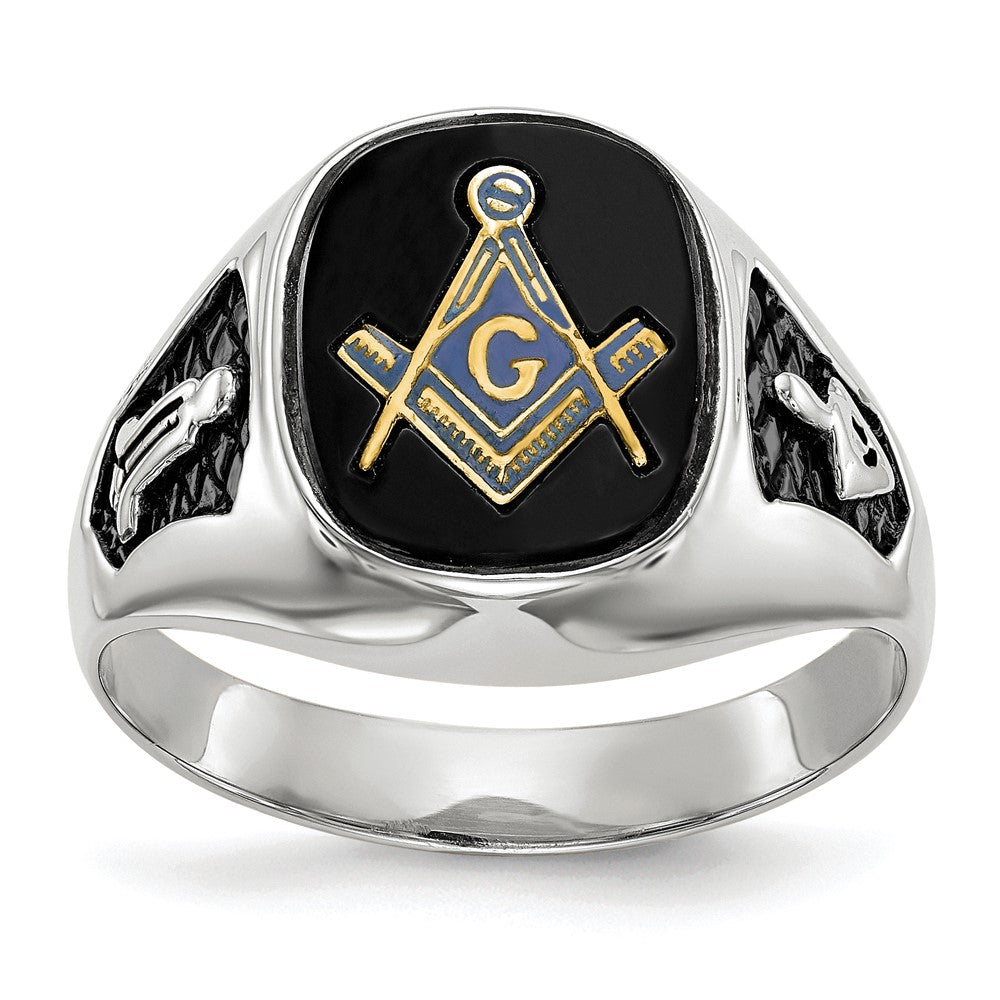 Massiver Herren-Freimaurerring aus 14K Weißgold