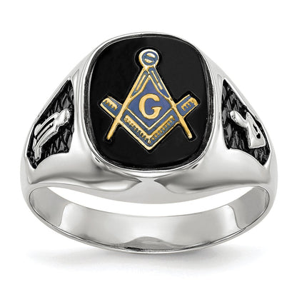 Massiver Herren-Freimaurerring aus 14K Weißgold