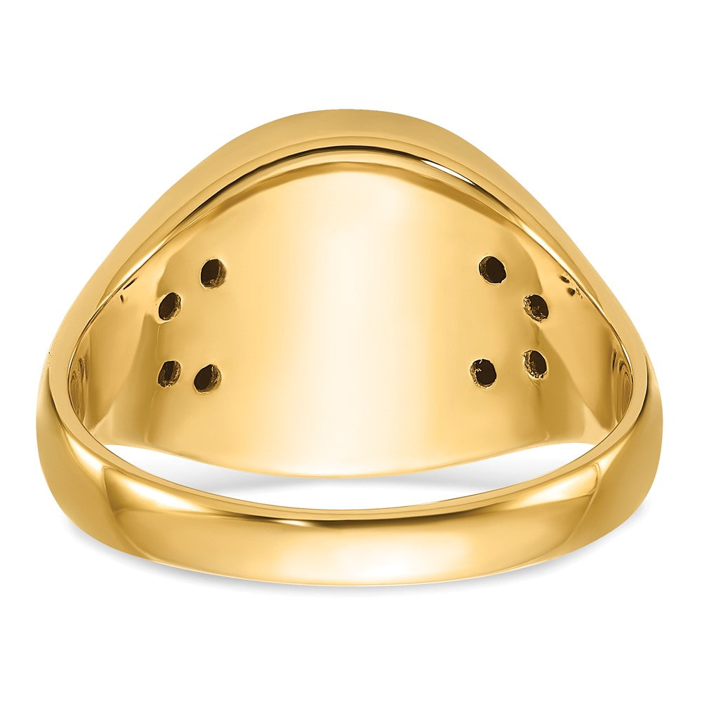 Herren-Freimaurerring mit synthetischem Rubin, massives 14K Gelbgold