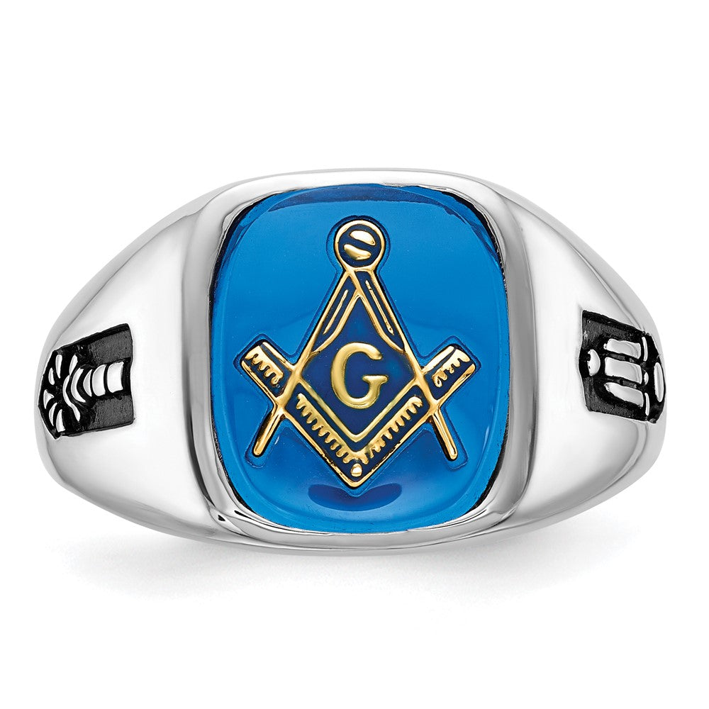 Massiver Freimaurerring für Herren aus 14K Weißgold