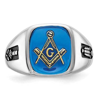 Massiver Freimaurerring für Herren aus 14K Weißgold