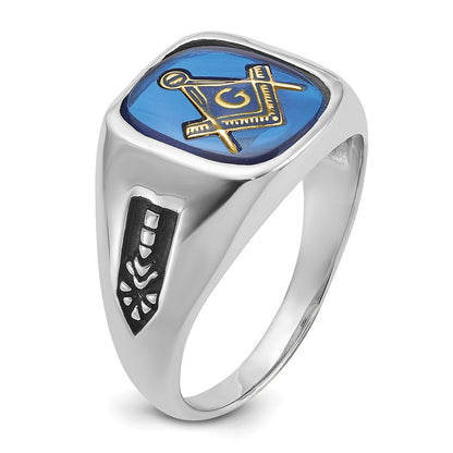 Massiver Freimaurerring für Herren aus 14K Weißgold