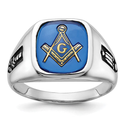 Massiver Freimaurerring für Herren aus 14K Weißgold