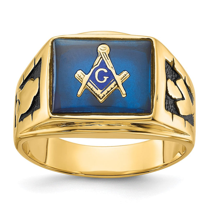 Massiver Herren-Freimaurerring aus 14K Gelbgold